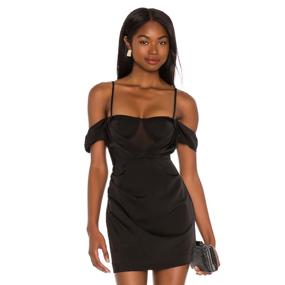 NBD Myles Mini Sweetheart Off Shoulder Dress in Black Size:S